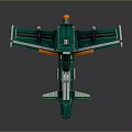 Green Spacecraft Model With Detailed Propellers And Wing Structure For Aerospace Study 3d model