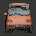 Tiny Orange Compact Car with Round Headlights and Cute Exterior Design 3d model