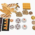 modern food food drink cake bread baguette puff ice cream strawberry 3d model