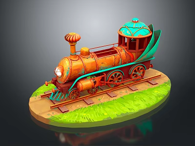 vintage train steam train carriage locomotive head steam carriage train modern vehicle 3d model