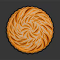 Freshly Baked Orange Spiral Pie With Black Crust On Dark Background