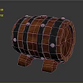 Traditional Wooden Barrel Structure With Metal Hoops Rivets And Wooden Legs