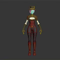 Game Movie Character With Red Hair Brown Hat Red Top Blue Pants And Brown Boots