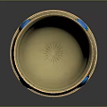 Elegant Golden Decorative Cup With Blue Accents And Intricate Patterned Base