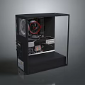 Open Frame Computer Case Featuring Visible Internal PC Components Cooling Fan and Graphics Card