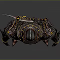 Ornate Spiked Warrior Creature Armor With Maroon Metallic Design And Decorative Details