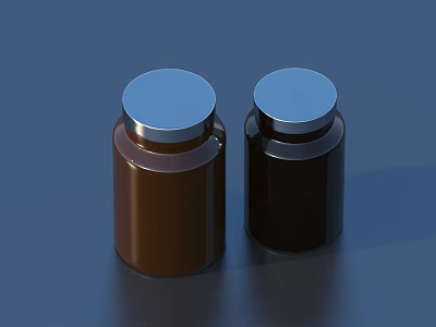 Practical Brown and Black Bottles with Silver Lids for Home Storage 3d model