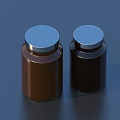 Practical Brown and Black Bottles with Silver Lids for Home Storage 3d model