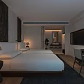 Homestay Guest Room With Twin Beds Table Lamps Wooden Floor And Decorative Wall