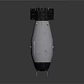 White And Black Military Bomb With Black Nose Cone And Metal Rear Tail Fins