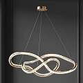 Modern Gold Chandelier With Infinity Loop Design Suspended By Thin Wires 3d model