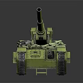 Realistic Green Military Tank Model With Long Barrel Cannon And Heavy Tracks