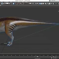 Detailed Reptile Dinosaur Model With Long Neck Spiked Back And Striped Skin