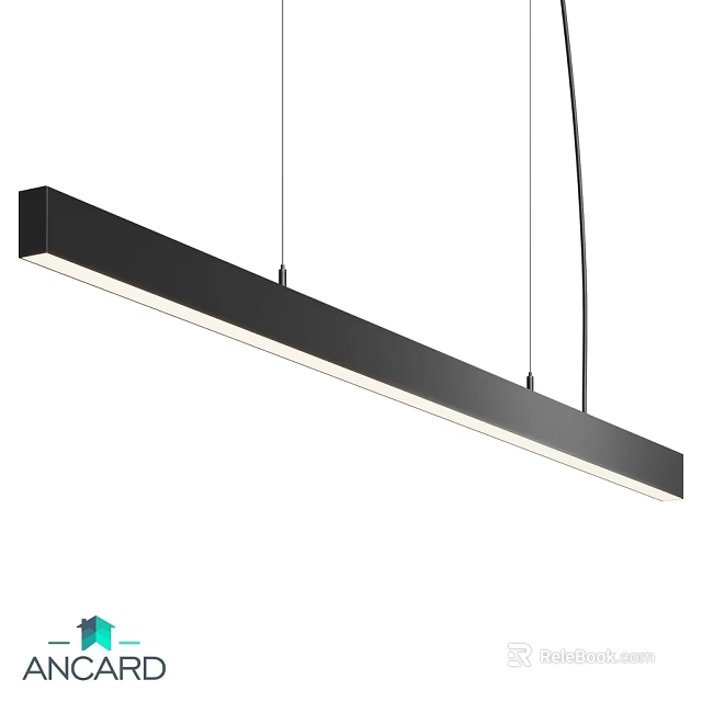 Modern Long Rectangular Pendant Light With Black Frame And LED Illumination 3d model 