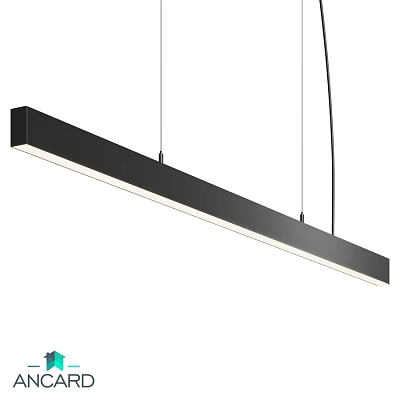 Modern Long Rectangular Pendant Light With Black Frame And LED Illumination 3d model
