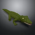 Green Reptile Crocodile 3D Model Featuring Detailed Scales on Gray Background