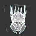 White Spiked Skull Mask 3D Rendering Design With Gothic Features For Cosplay