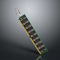 Computer RAM Memory Module with Green Circuit Board Black Chips and Gold Pins 3d model