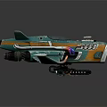 Teal Orange White Spaceship Model With Cosmic Aerospace Design And Detailed Engines And Wings
