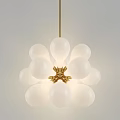 Modern Flower Shaped Chandeliers with Colorful Glass Globes and Golden Centers