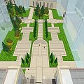 Residential Landscape Design With Lush Greenery Trees And Geometric Pathways
