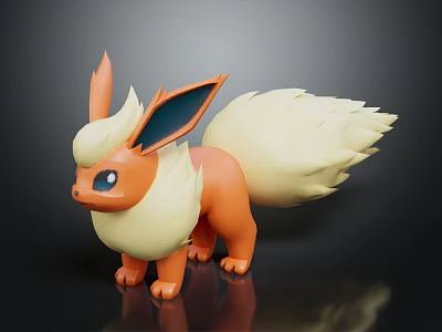 Eevee Pokemon Character With Orange Fur Large Ears And Fluffy Tail Standing Pose 3d model