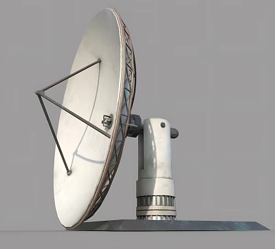 Robust Industrial Parabolic Antenna With Metal Support Frame And Stable Base 3d model