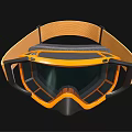 Orange And Black Ski Goggles With Tinted Lens And Adjustable Strap 3d model