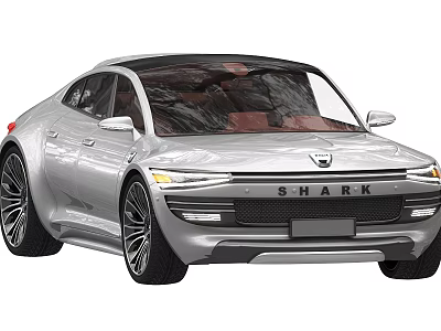 Silver SHARK Concept Car With Sleek Body Modern Design And Alloy Wheels 3d model