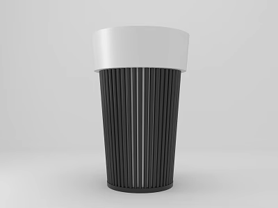 Modern Cylindrical Washbasin With White Top And Black Striped Body 3d model