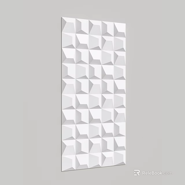 Modern White Wall Design with Geometric 3D Cubes Pattern for Interior Decor 3d model 