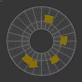 Circular Multi Seat Sofa With Light Gray Upholstery And Geometric Pattern Pillows