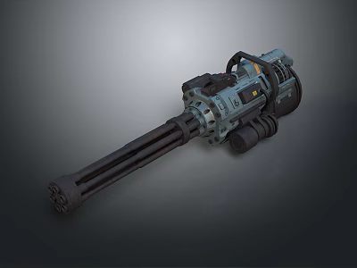 Detailed Modern Tactical Gatling Gun With Multiple Barrels And Metal Mechanical Structure 3d model