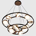 Modern Chandelier With Circular Metal Frames And Illuminated Glass Globes For Home Interior
