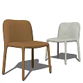 Modern Minimalist Brown And Gray Dining Chairs Upholstered With Sleek Back Design 3d model