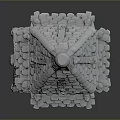 Medieval Stone Tower Architecture With Pointed Roof Windows And Decorative Door