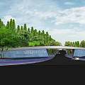 Luxury Entrance Gate Surrounded by Lush Green Trees and Water Feature With Modern Design
