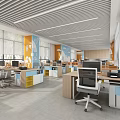 Modern Public Office Space With Open Workstations Ergonomic Chairs Computers And Natural Light