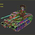 3D Rendered Military Tank With Camouflage Paint Cannon Tracks Hatch And Antenna