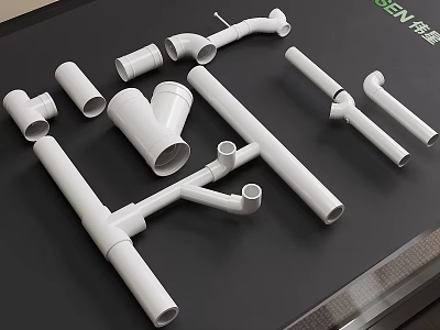 White PVC Pipe Fittings with Various Shapes for Plumbing Systems 3d model