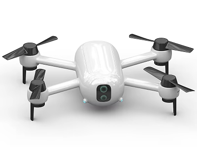 Modern White Quadcopter Drone With Dual Camera And Four Propellers Design 3d model
