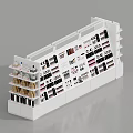 White Multi Tier Retail Display Shelf Showcasing Various Organized Products in Store 3d model