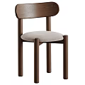 Modern Single Chair With Wooden Frame Light Fabric Seat And Curved Backrest Design