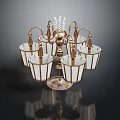 Elegant Vintage Chandelier With Metal Frame And Multiple Glass Shades