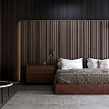 Modern Background Double Bed Double Bed Bedside Table 3d model