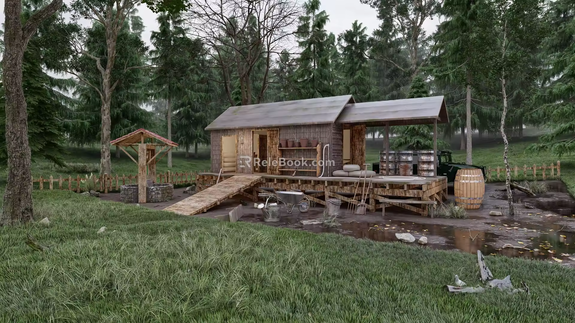 hut in the forest 3d model