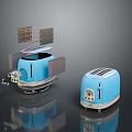 Blue Electronic Toaster Appliance With Satellite Inspired Tech Parts And Classic Design
