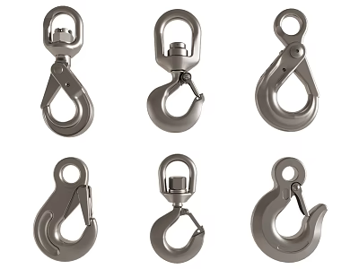 Durable Metal Hooks With Various Industrial Designs For Lifting Applications 3d model