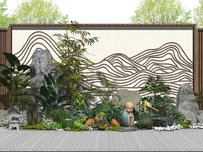 New Chinese style landscape sketch landscape sketch landscape wall waterscape plants model