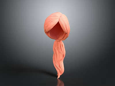 Detailed 3D Human Head Anatomical Model With Long Pink Hair Structure 3d model